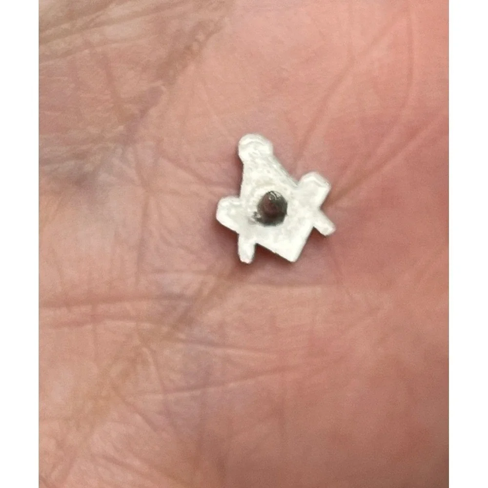 Vintage Masonic Square & Compass Lapel Pin Gold‎ Silver Tone Blue Enamel G Small
